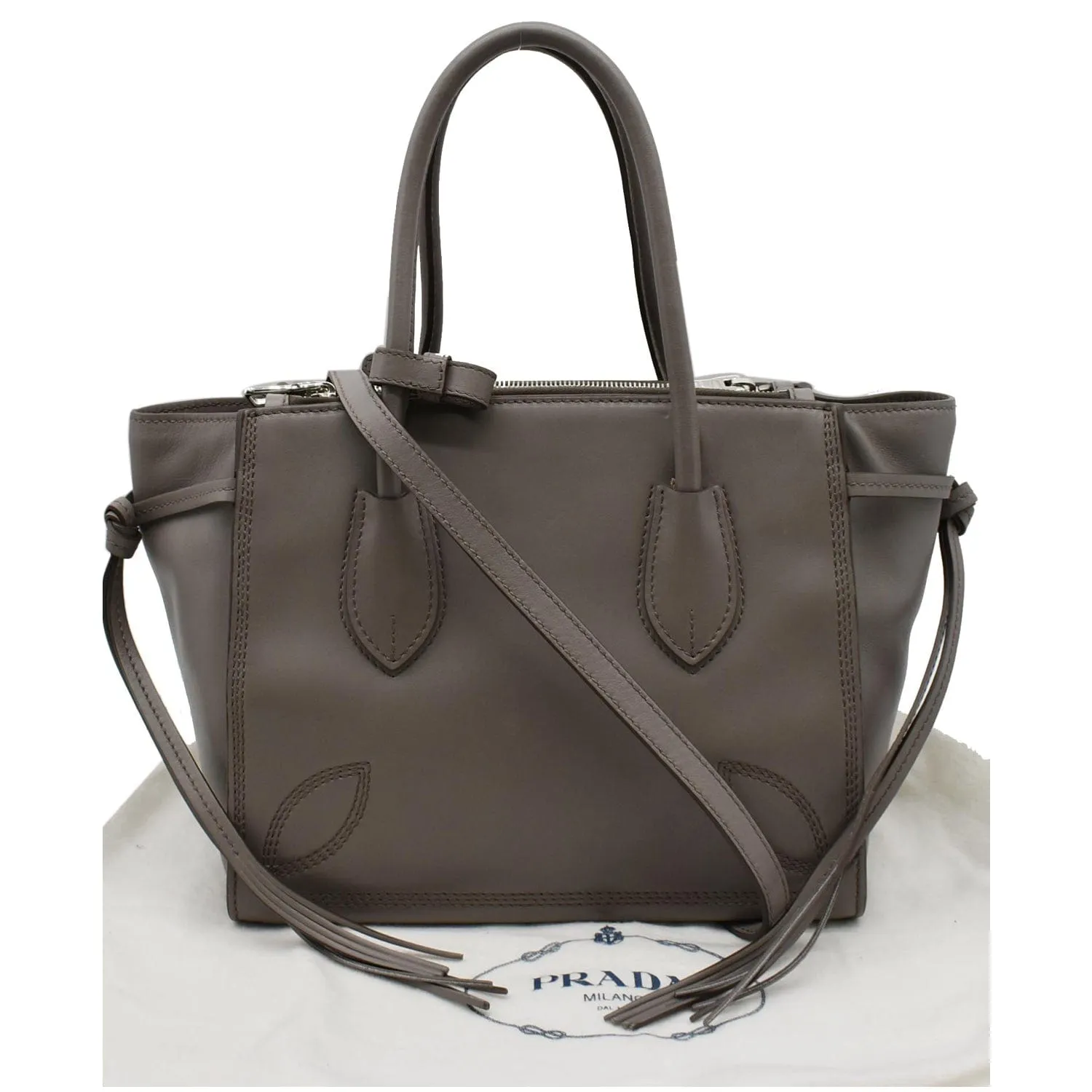 PRADA City Sport B2925R Leather 2Way Shoulder Bag Grey