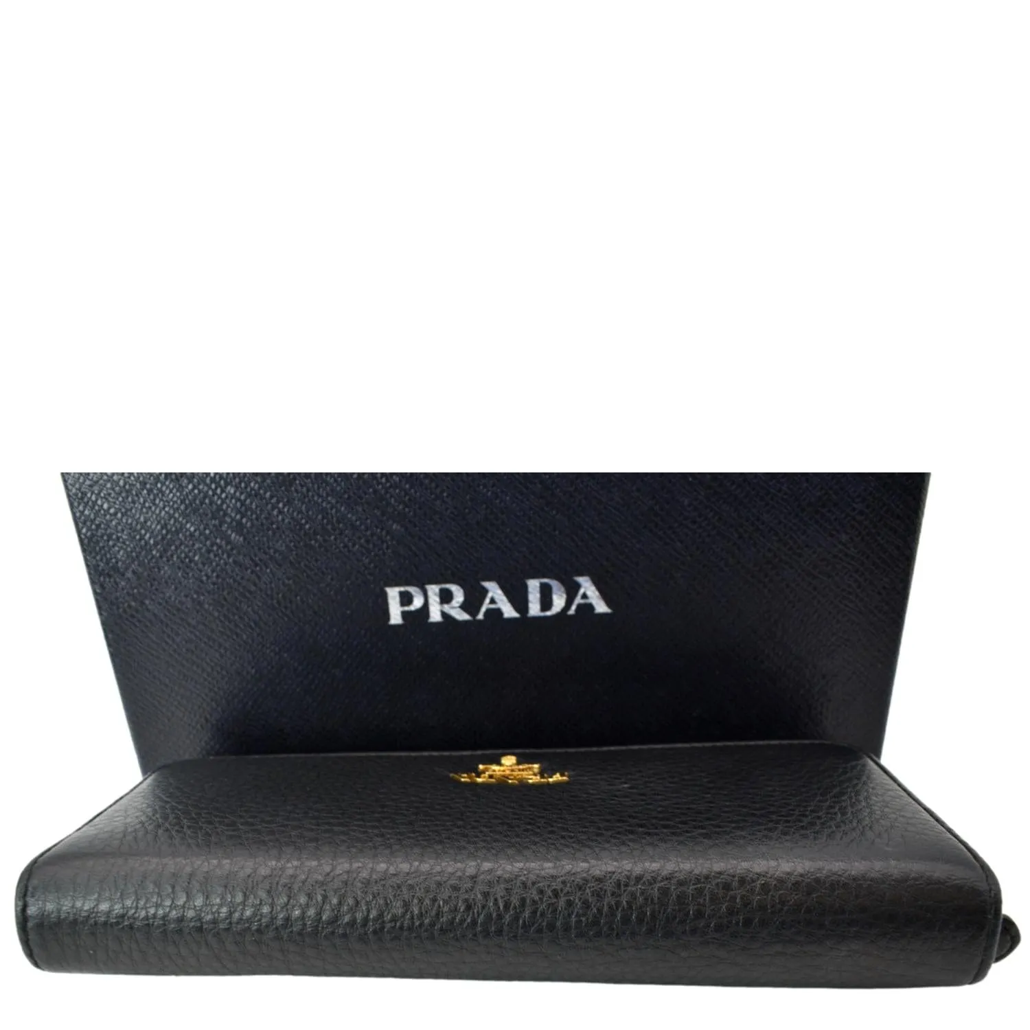 PRADA Continental Flap Leather Long Wallet Black