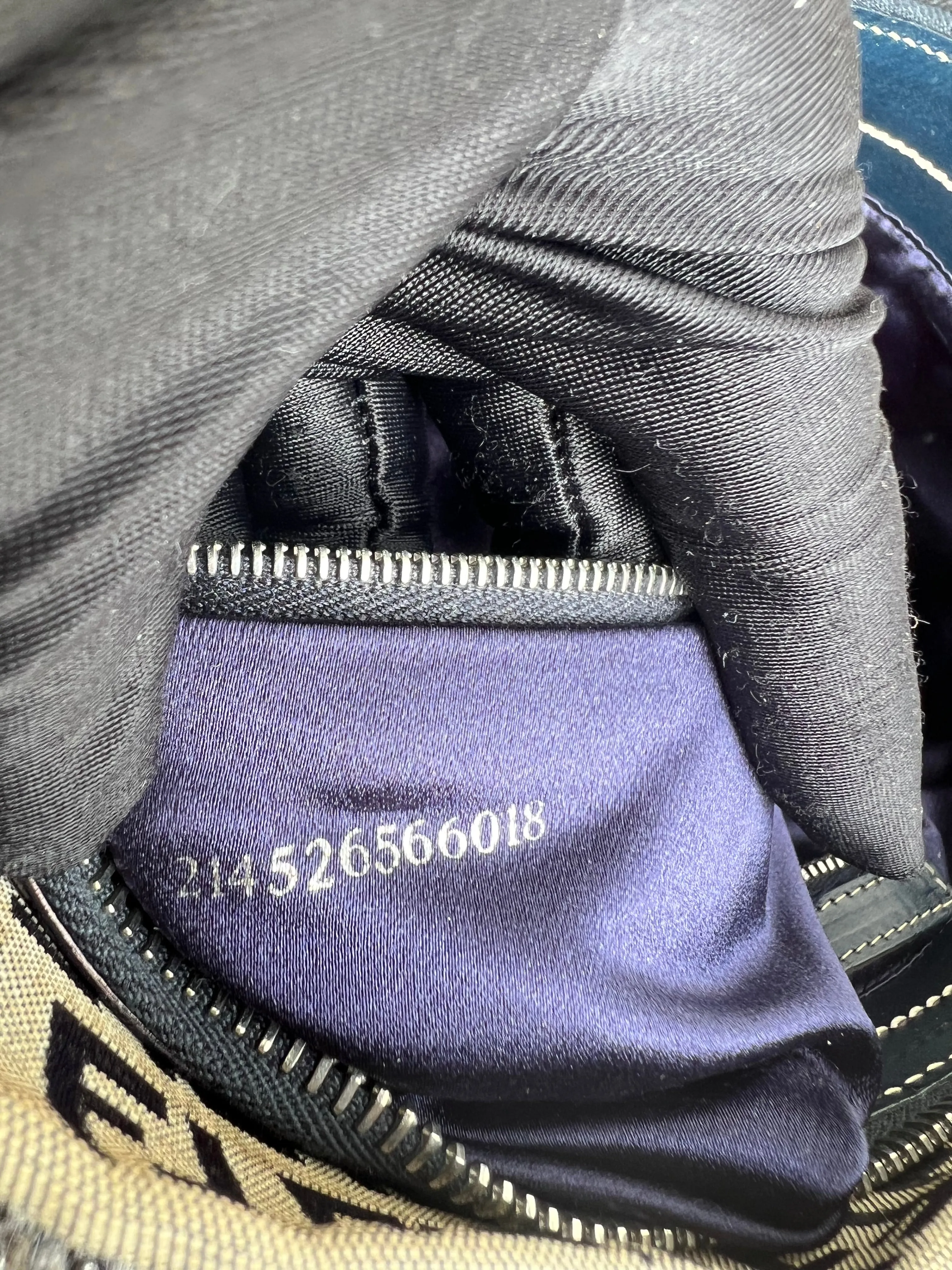 Pre-loved Fendi Monogram FF Mama Forever Baguette Flap Navy Blue
