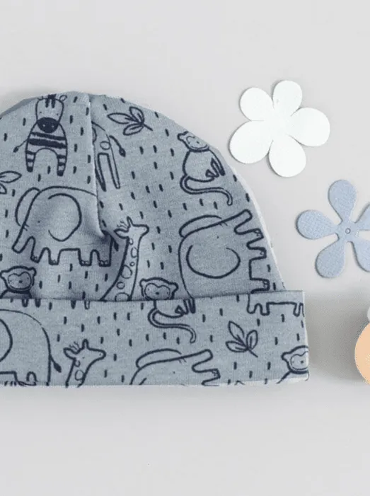 Preemie Round Hat, Safari Friends