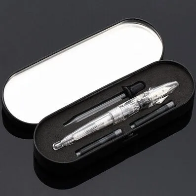 premium 0.5mm high transparent iridium nib fountain pen   1 dropper   2 sacs   1 gift box excellent writing hot sale SKB F12