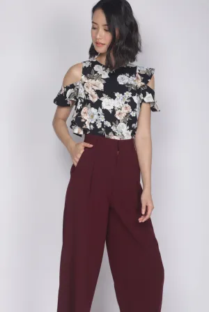 *Premium* Christie Ruffle Floral Top In Black