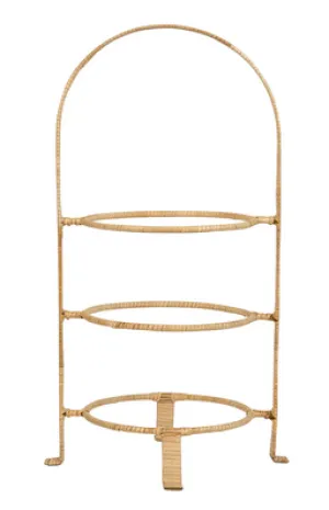 Provence Rattan Three Tiered Plate Server - Whitewash
