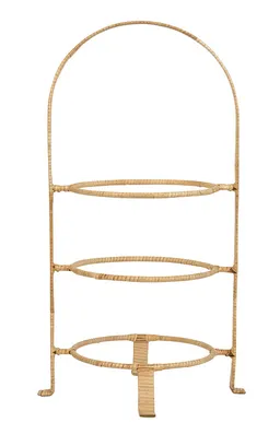 Provence Rattan Three Tiered Plate Server - Whitewash