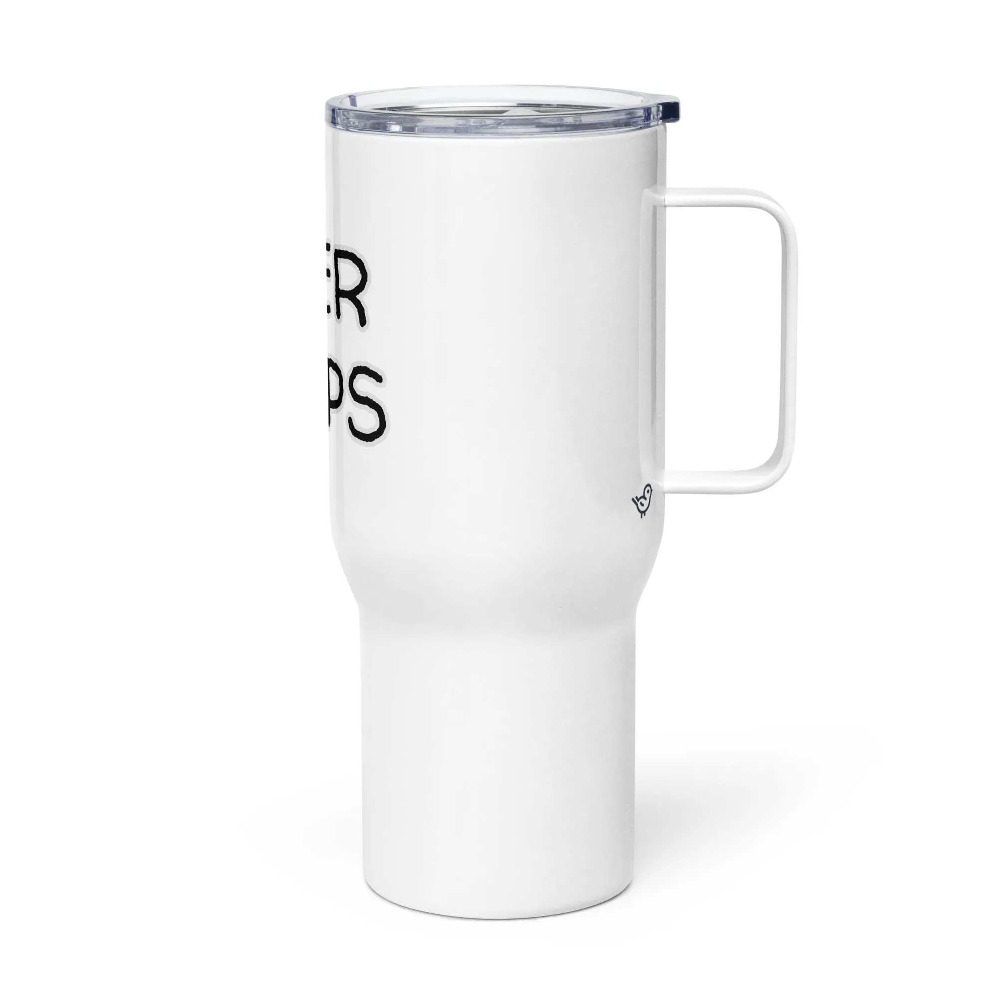 "Beer Helps" Travel mug with Handle