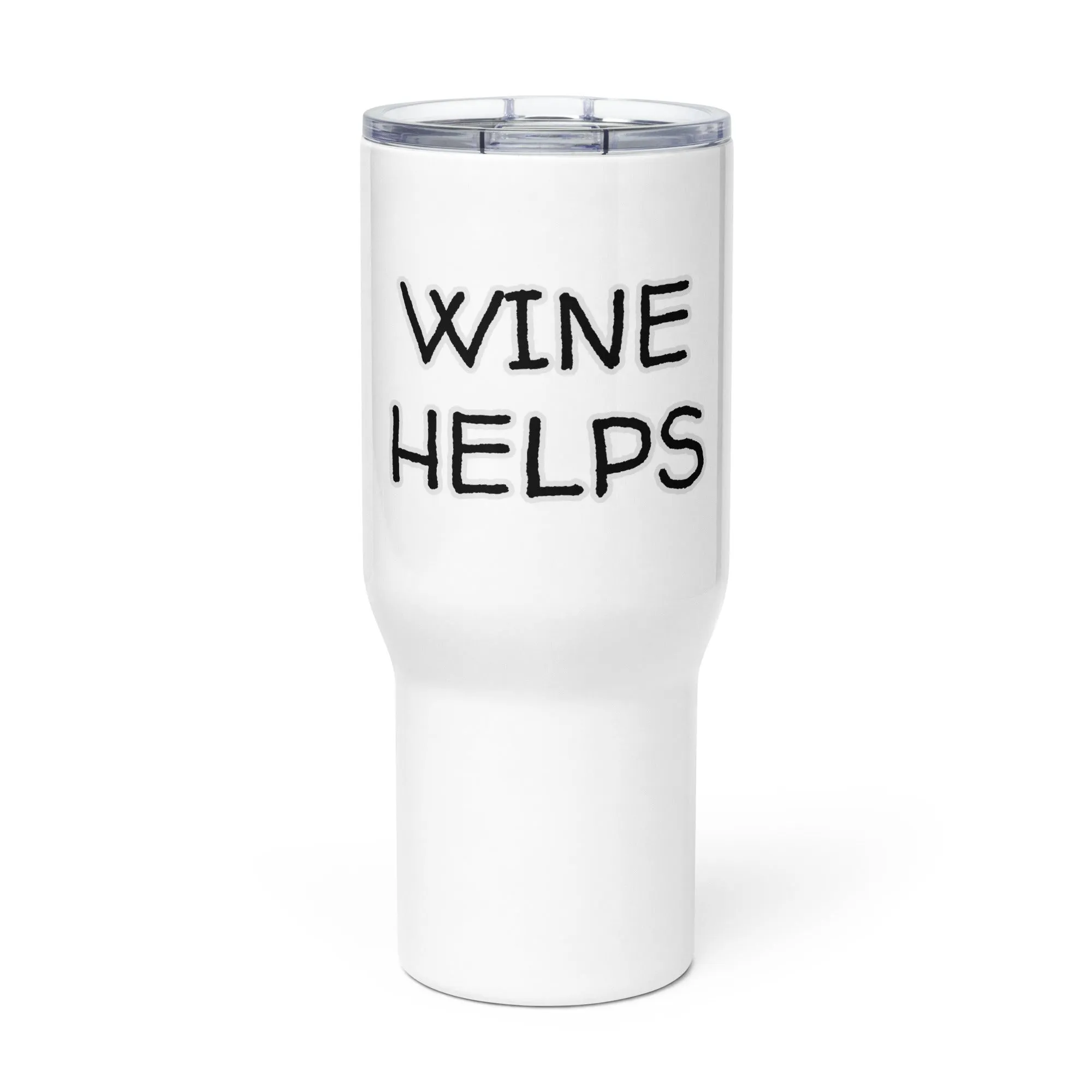 "Wine Helps" Travel mug with Handle