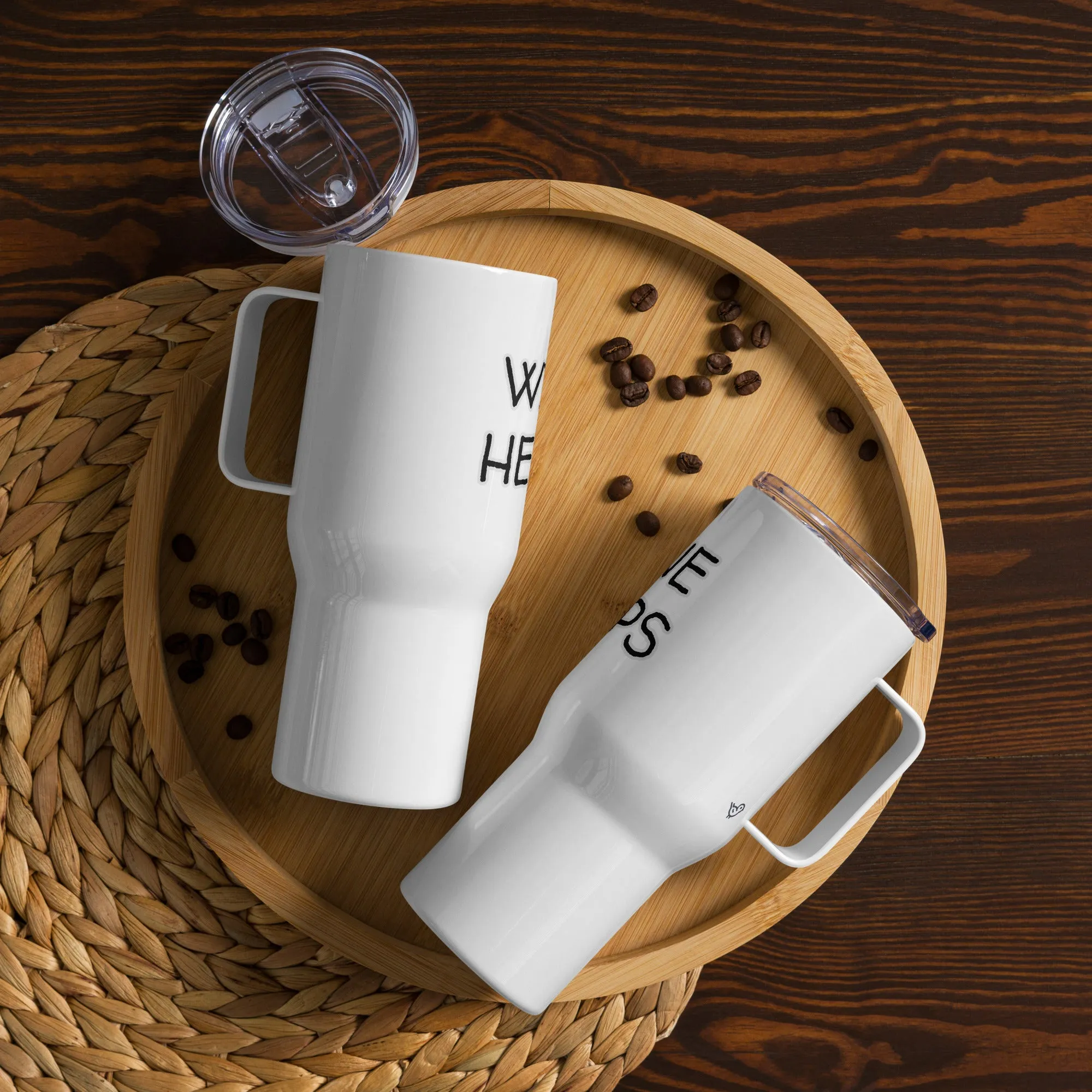 "Wine Helps" Travel mug with Handle