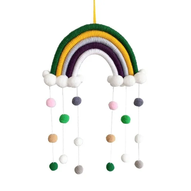 Rainbow Pom-Pom Macrame Wall Decor