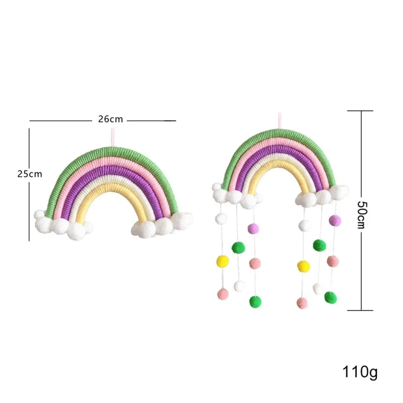 Rainbow Pom-Pom Macrame Wall Decor