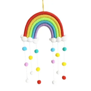 Rainbow Pom-Pom Macrame Wall Decor