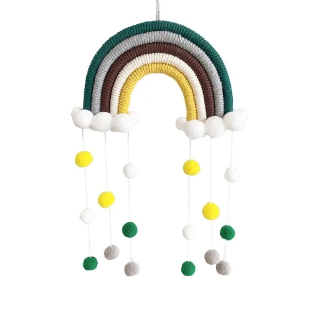 Rainbow Pom-Pom Macrame Wall Decor
