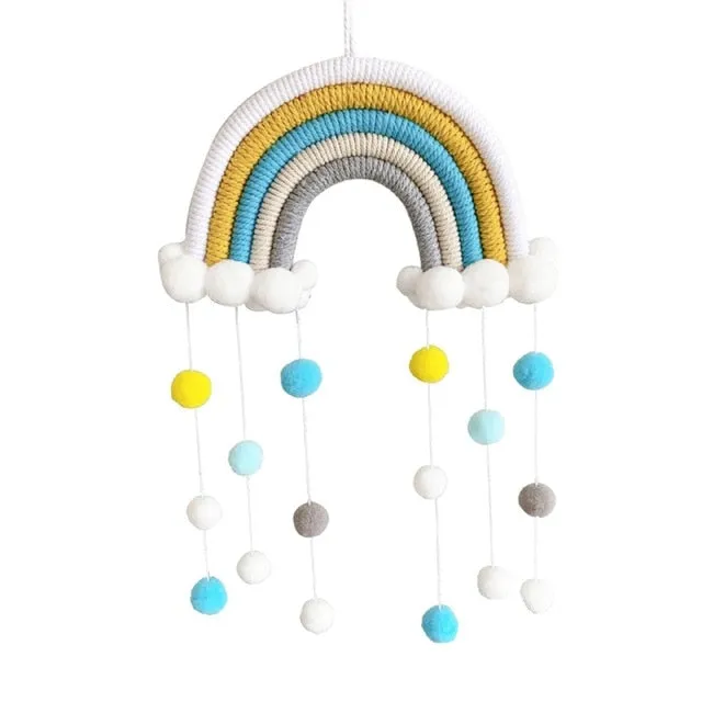 Rainbow Pom-Pom Macrame Wall Decor