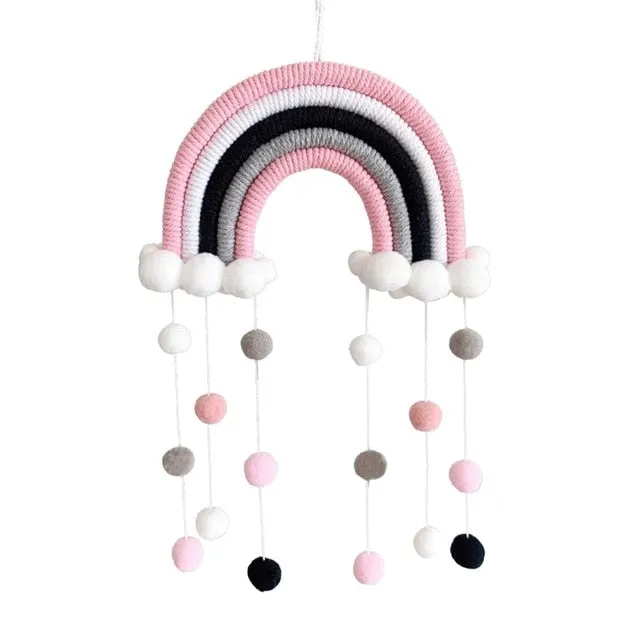Rainbow Pom-Pom Macrame Wall Decor