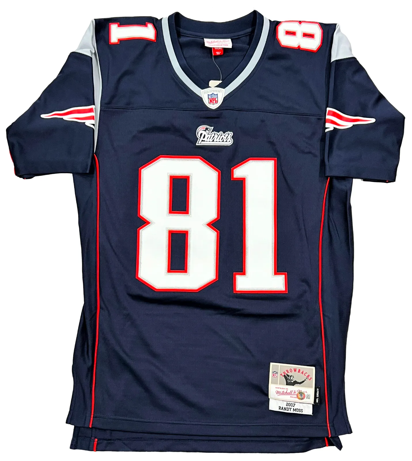 Randy Moss Patriots Signed HOF 18 Mitchell & Ness Legacy Throwback Jersey BAS