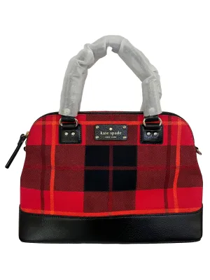 Red Checkered Canvas Handbag