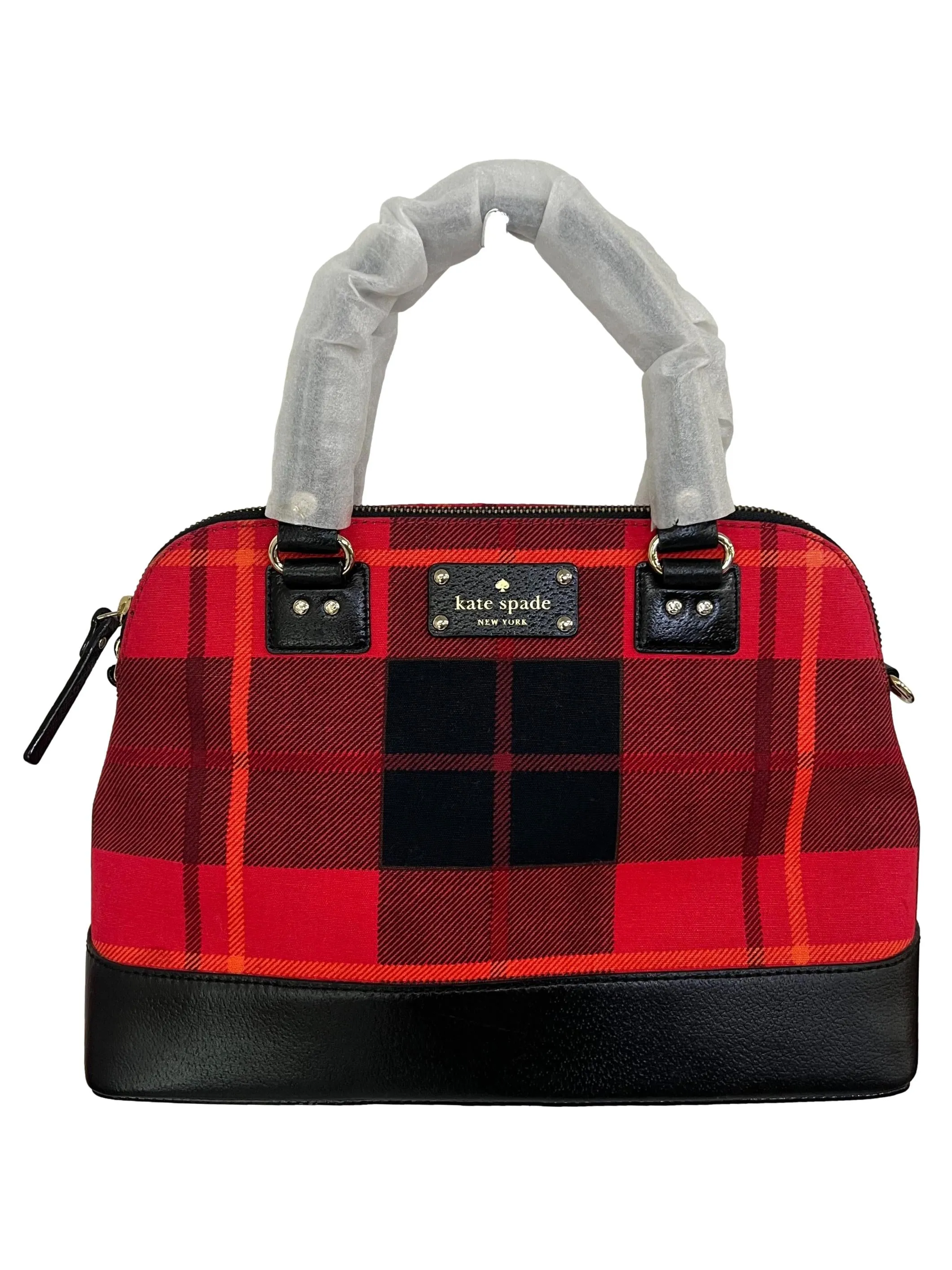 Red Checkered Canvas Handbag