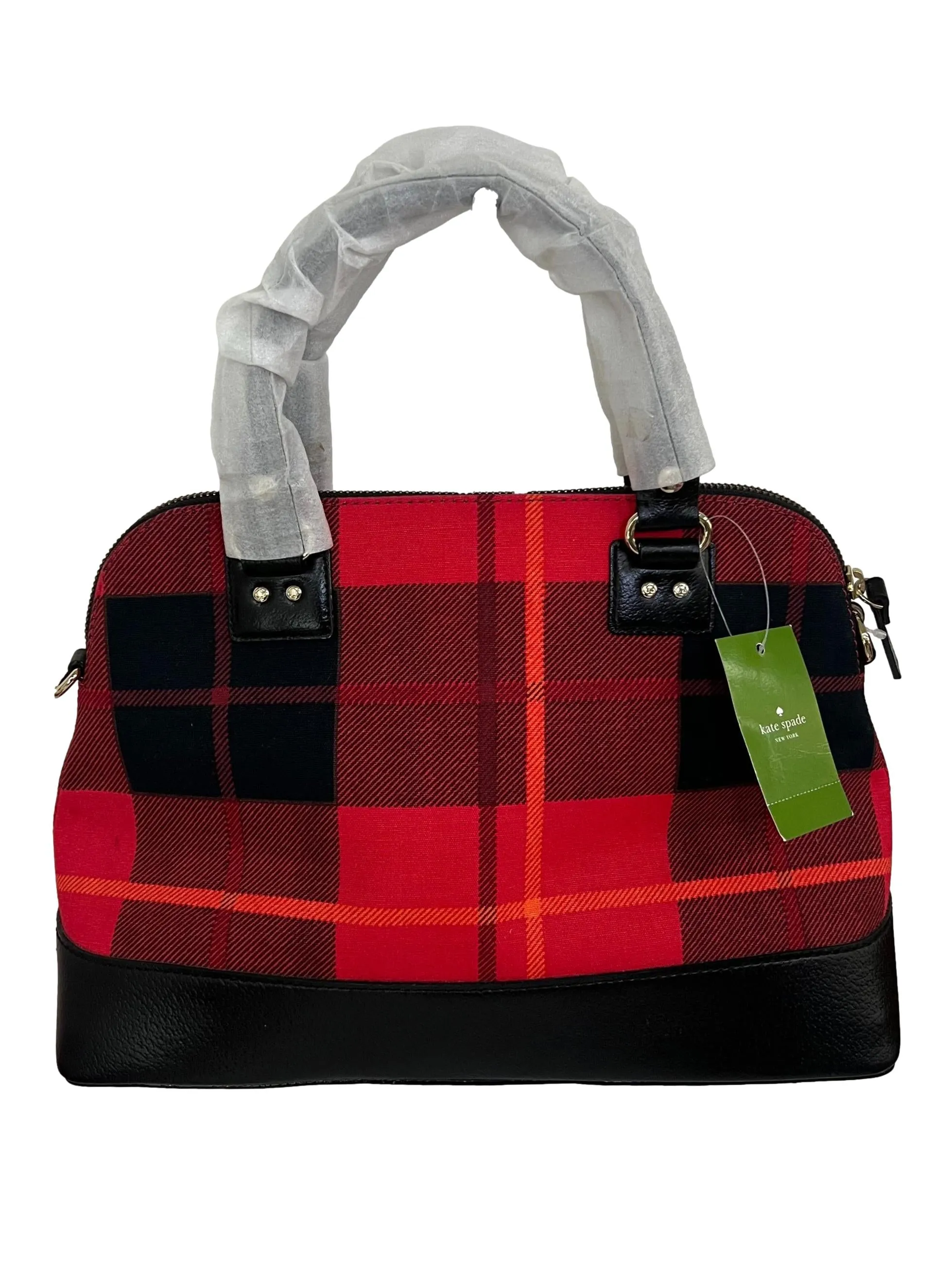 Red Checkered Canvas Handbag