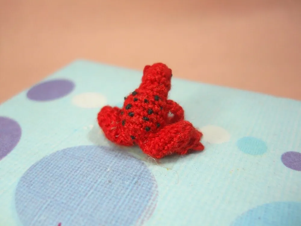 Red Frog - Micro Crochet Miniature Tiny Stuffed Animals - Made To Order