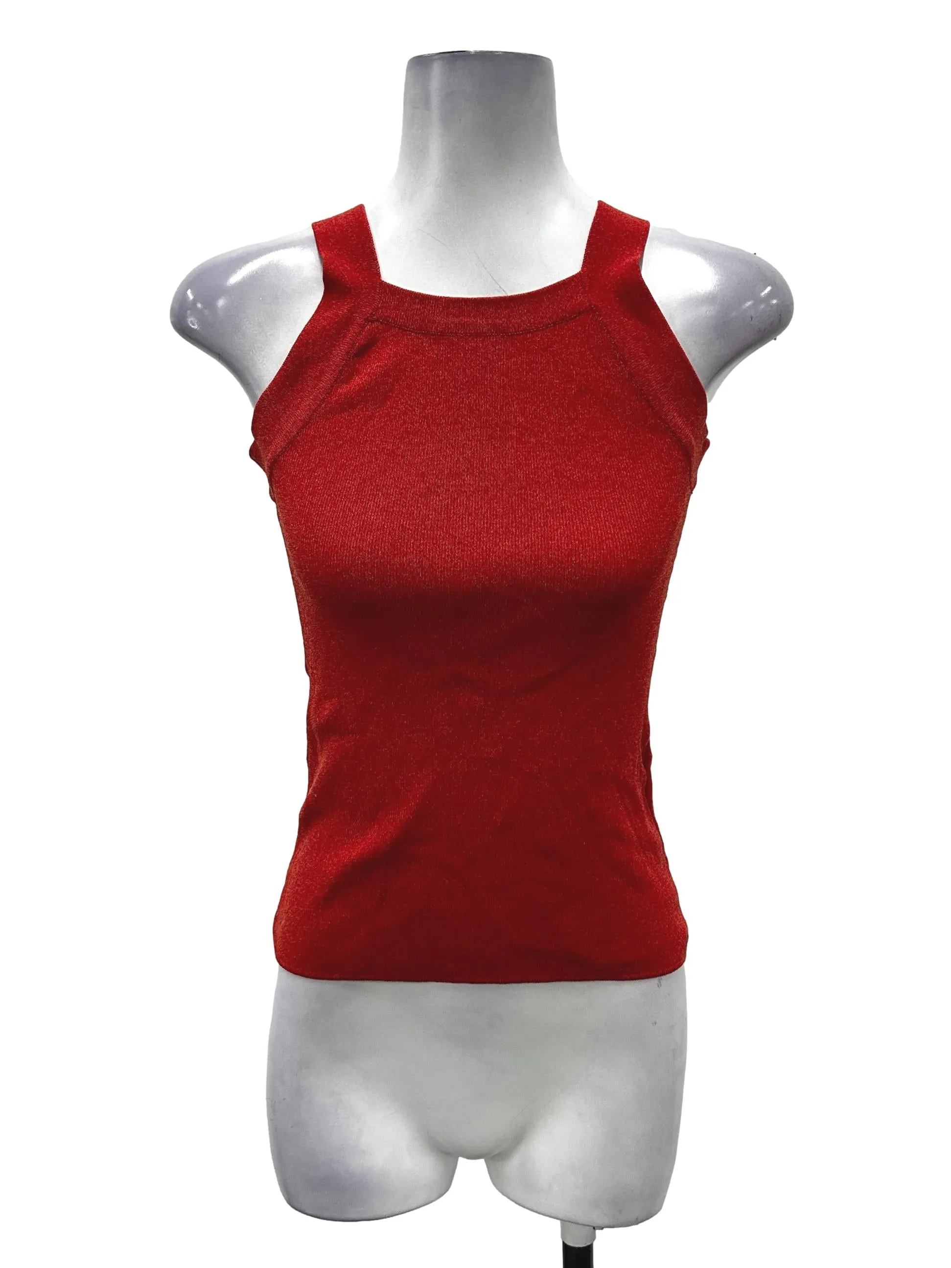 Red Knitted Halter Tank Top OSN