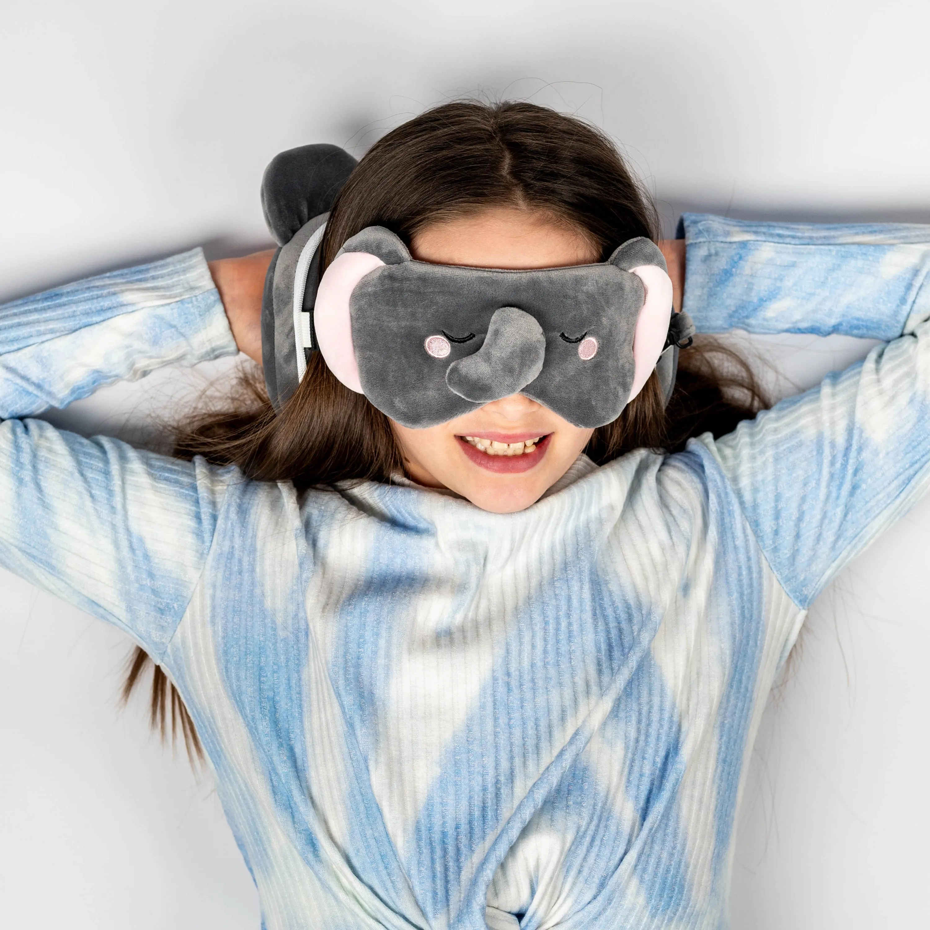 Relaxeazzz Travel Pillow & Eye Mask - Adoramals Janu the Elephant