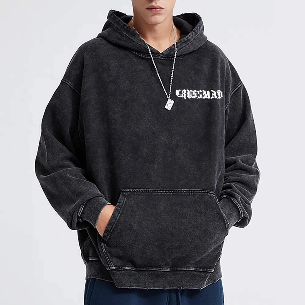 Retro rose letters Washed Hoodie