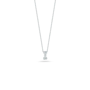 Roberto Coin 18k White Gold Tiny Treasures Diamond Block Love Letter "I" Pendant 16-18" Adjustable Chain (D=.03)