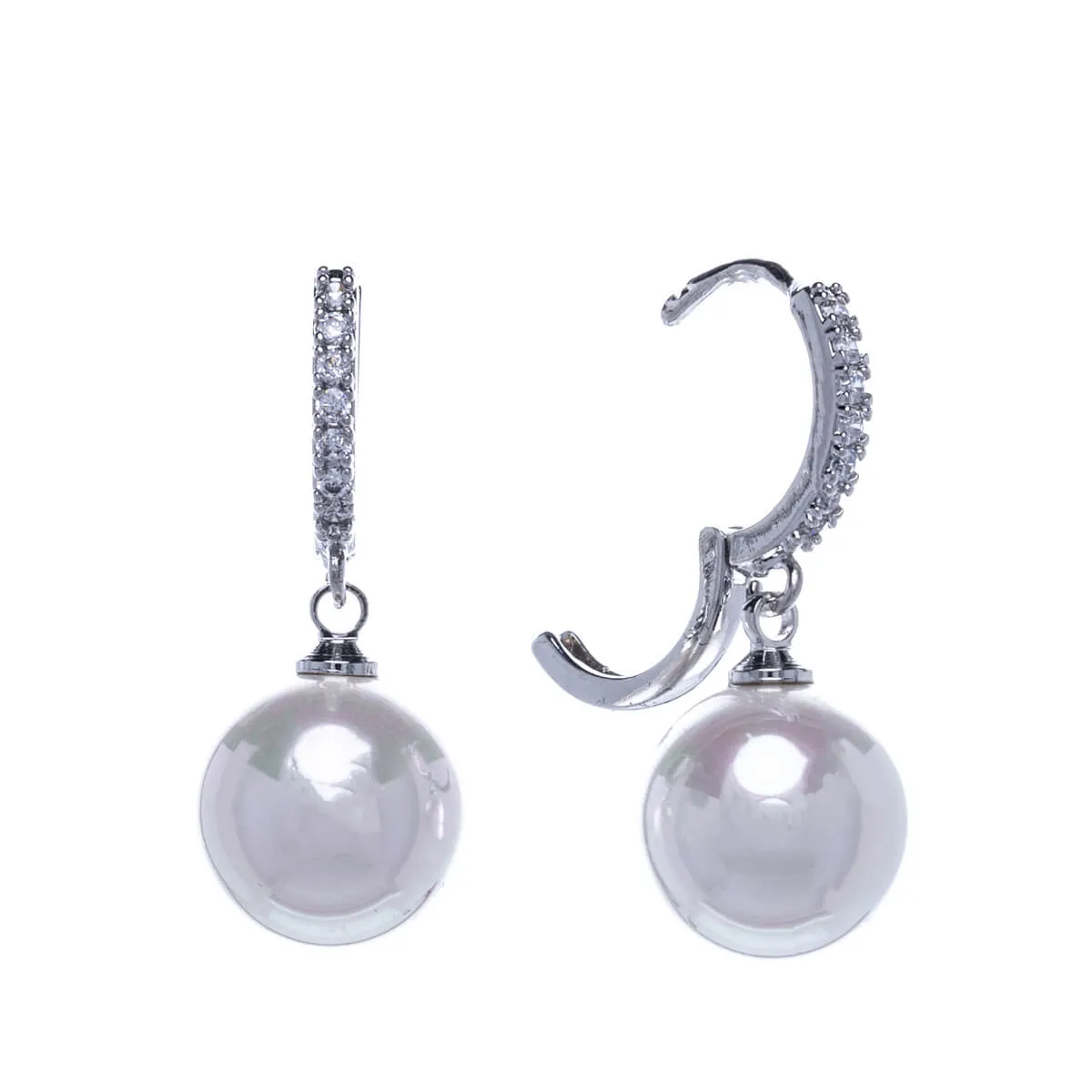 Roikkuvat helmikorvakorut zirkonia korvarenkaassa (12mm)