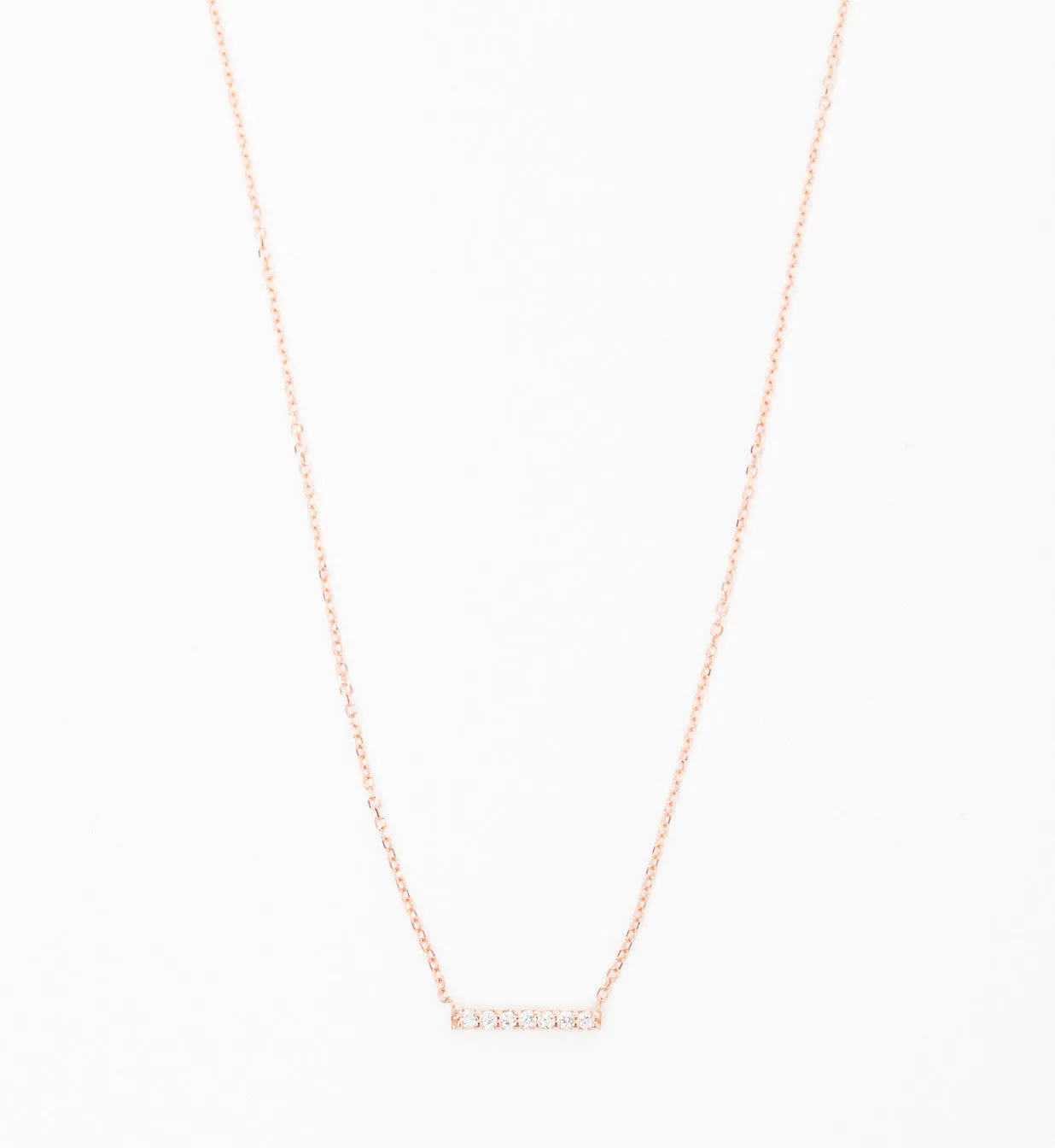 Rose Gold 7 Diamond Tiny Pavé Bar Necklace