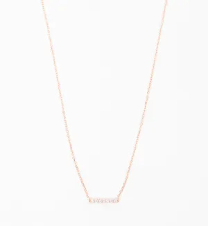 Rose Gold 7 Diamond Tiny Pavé Bar Necklace