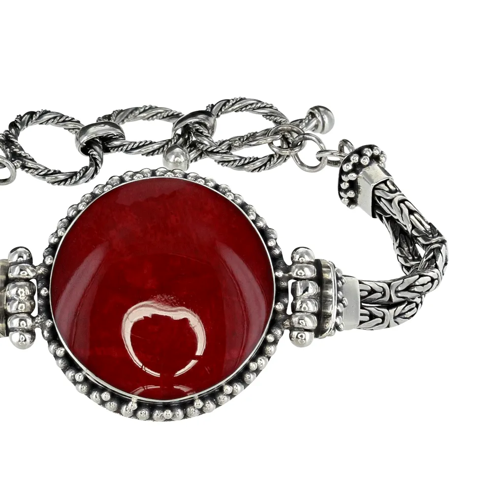 Round Coral Bali Byzantine Bracelet