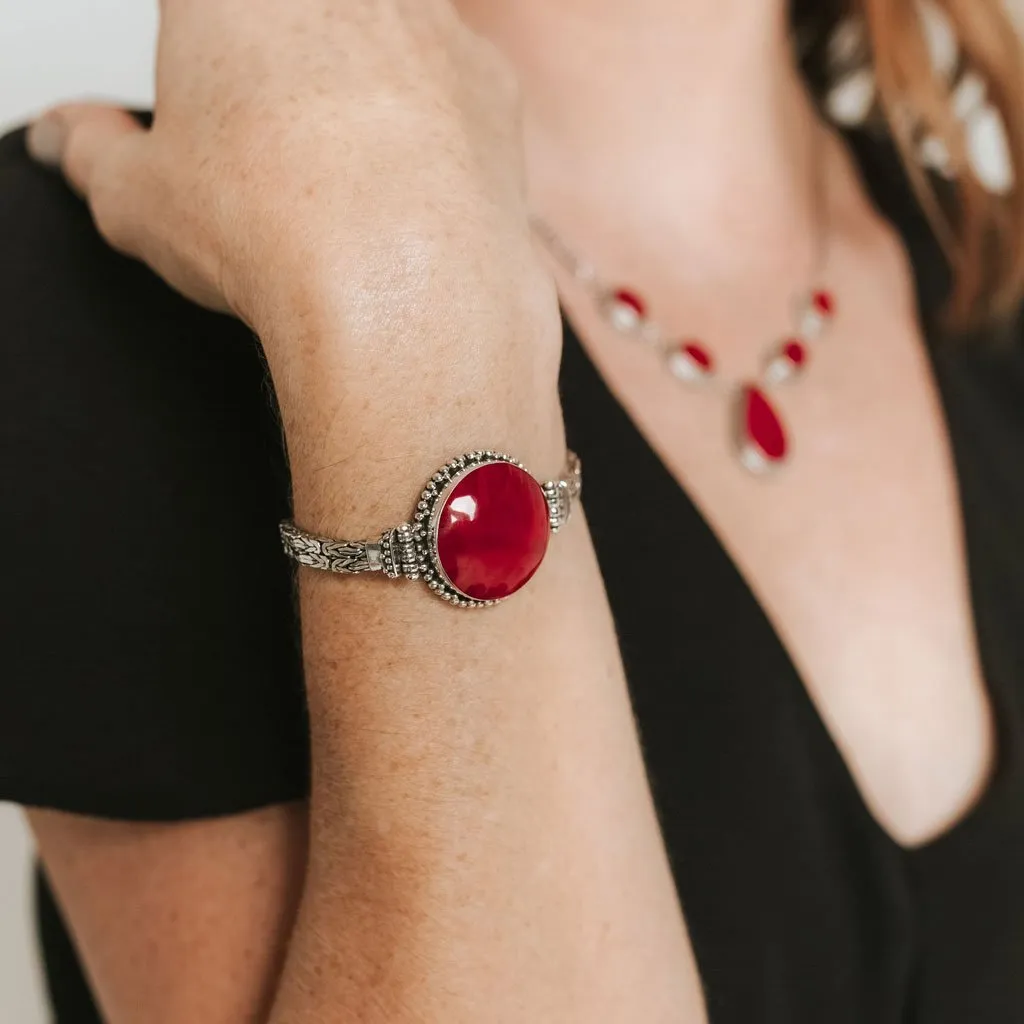 Round Coral Bali Byzantine Bracelet
