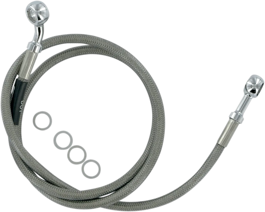Russell R08997S Extended Length Braided Front Brake Line Kit - 27 1/4in. Length Upper - Stainless