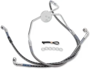 Russell R08997S Extended Length Braided Front Brake Line Kit - 27 1/4in. Length Upper - Stainless