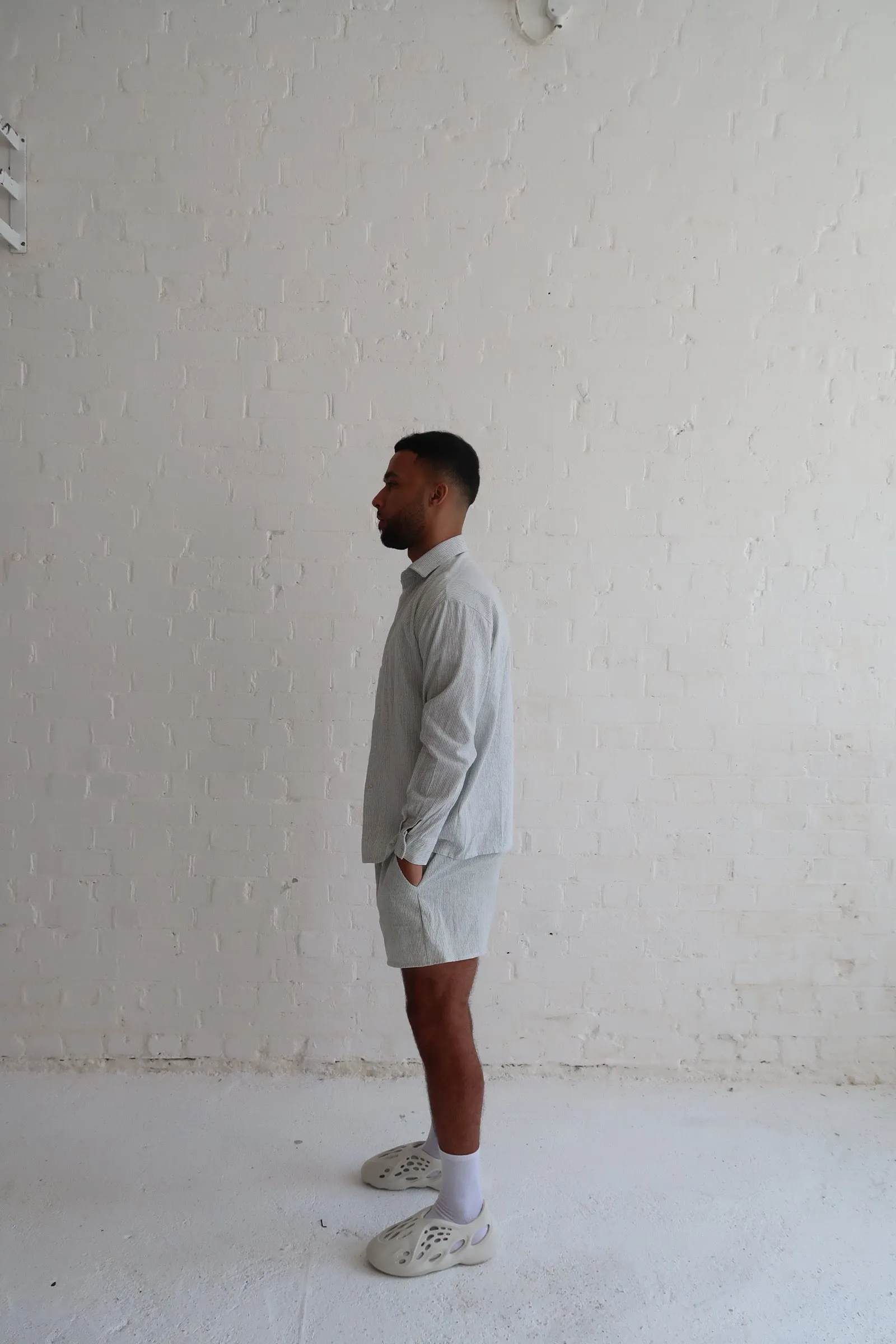 Sage Stripe Linen Boxer Shorts
