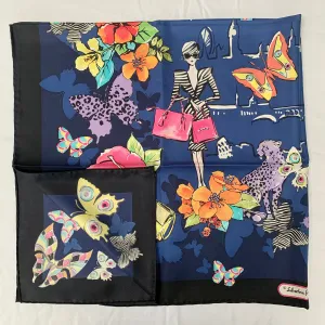 Salvatore Ferragamo Floral City Girl Dolly Silk Scarf in Blue