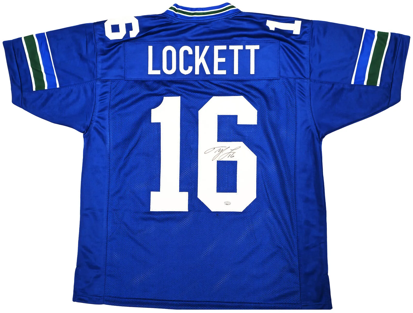 SEATTLE SEAHAWKS TYLER LOCKETT AUTOGRAPHED THROWBACK JERSEY MCS HOLO 222038