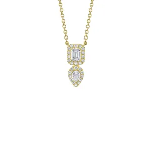 Shy Creation Emerald Cut & Pear Diamond Necklace