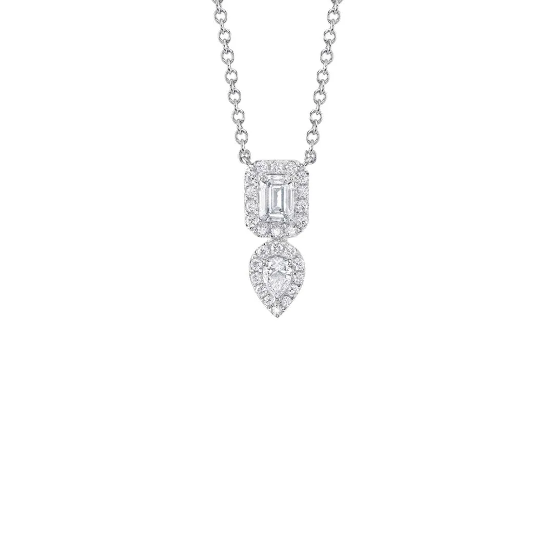 Shy Creation Emerald Cut & Pear Diamond Necklace