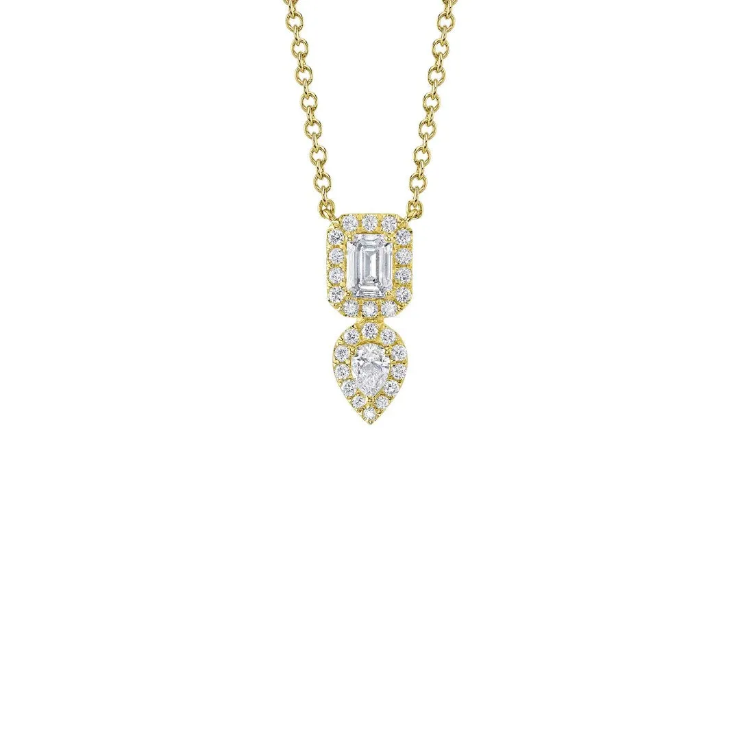 Shy Creation Emerald Cut & Pear Diamond Necklace