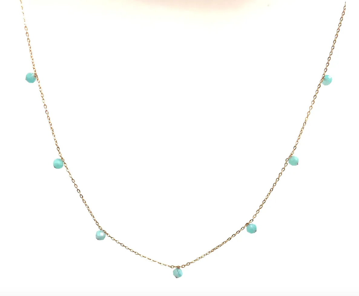 Silver Girl Tiny Stone Drop Necklace
