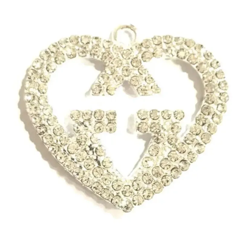 Silver Heart GG Charm – Designer-Inspired Rhinestone Bling Accent