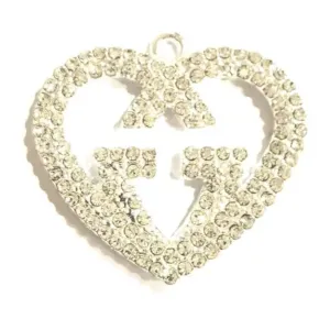 Silver Heart GG Charm – Designer-Inspired Rhinestone Bling Accent
