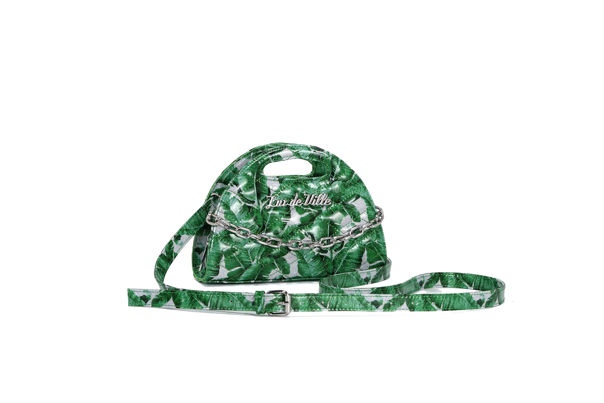 Silver Palm Sparkle - Half Moon Tiny Tote