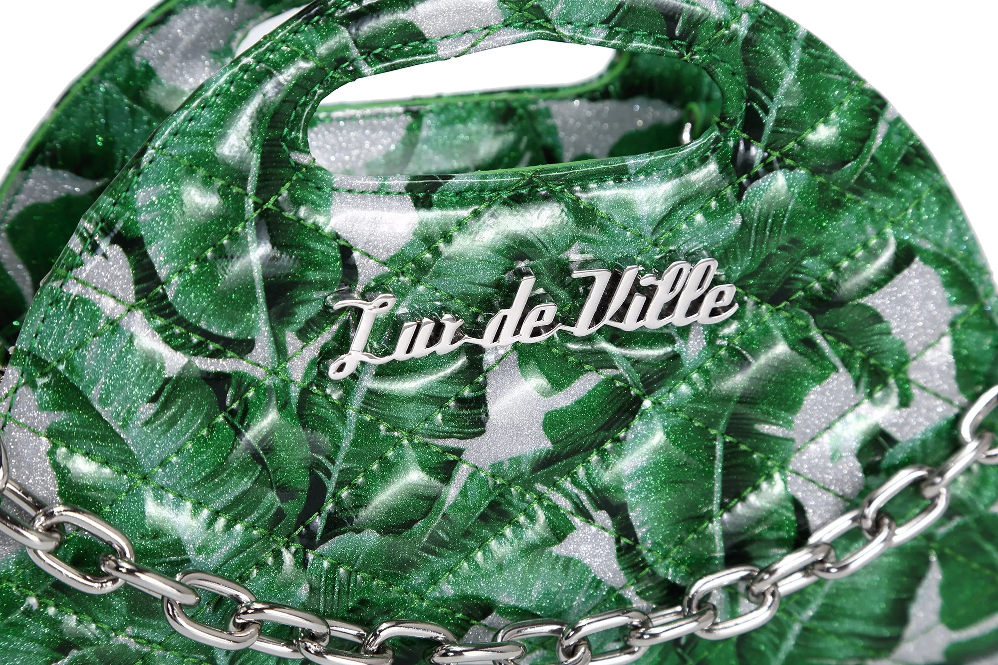 Silver Palm Sparkle - Half Moon Tiny Tote