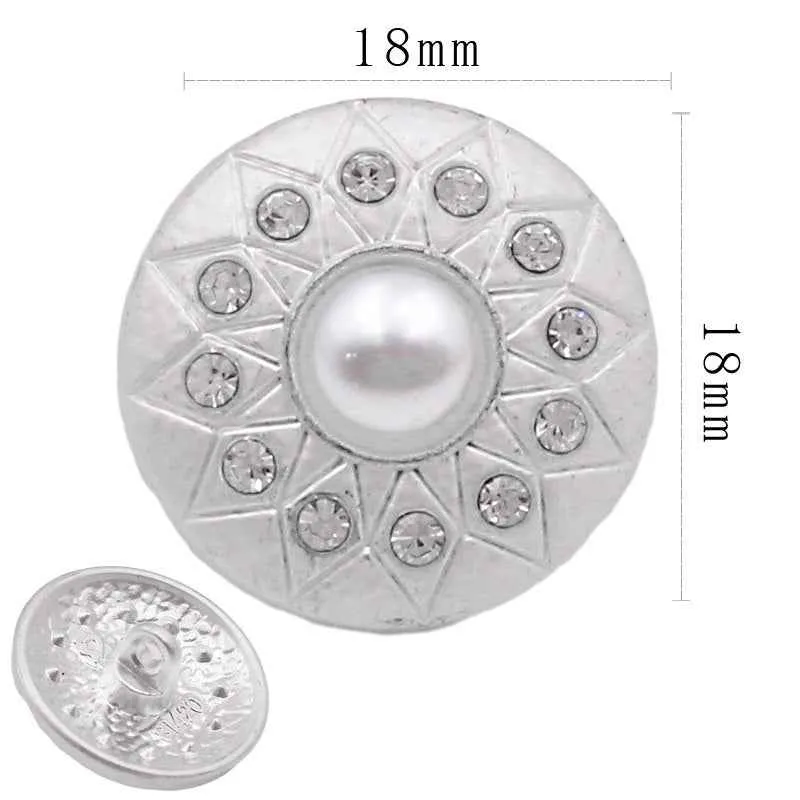 Silver Round Pearl-Trimmed Metal Shank Buttons for Fashion Crafts
