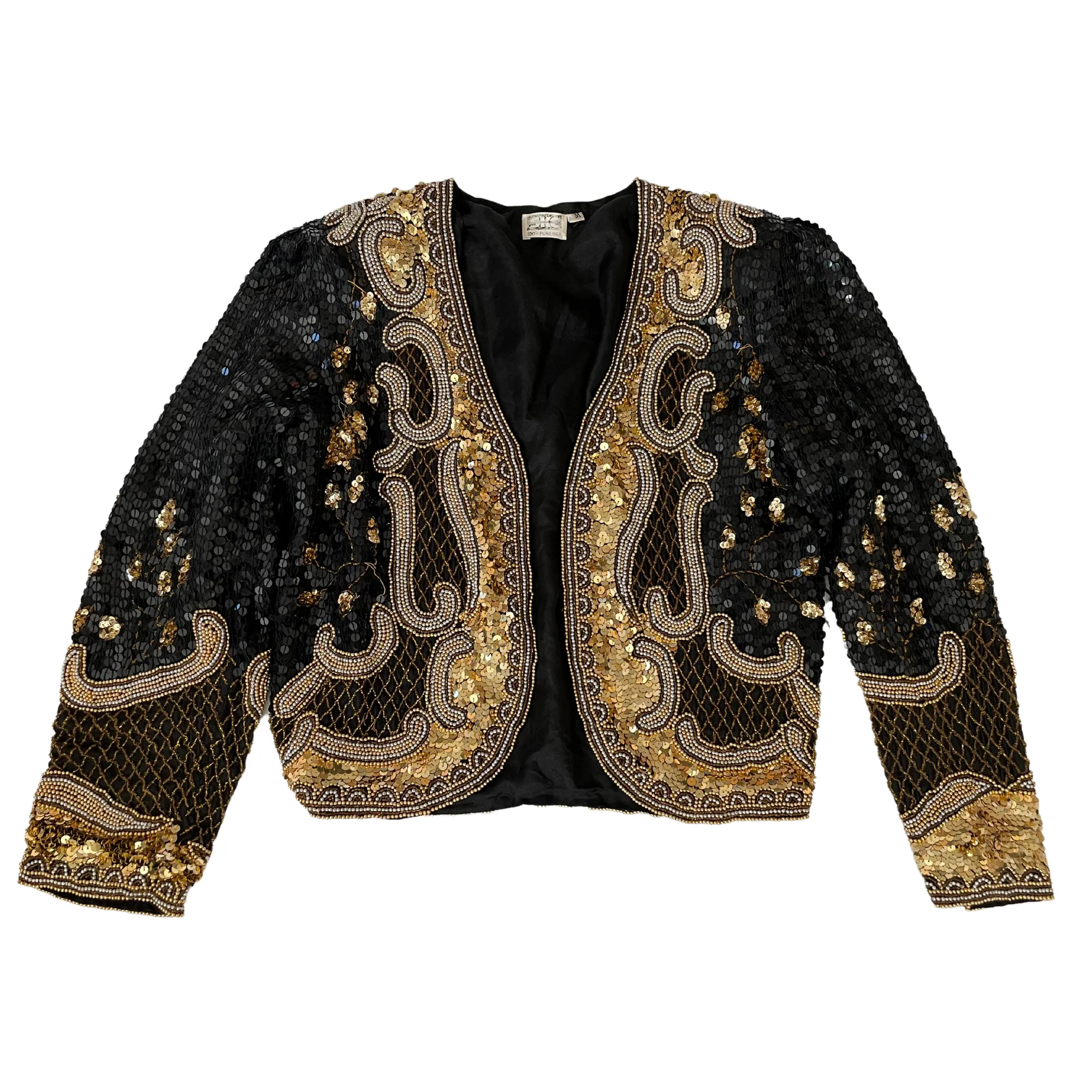 SKC 1980's Silk Sequins Beaded Jacket
