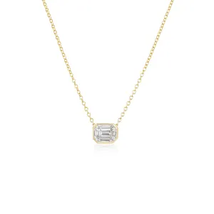 Small Illusion Emerald Cut Diamond Pendant