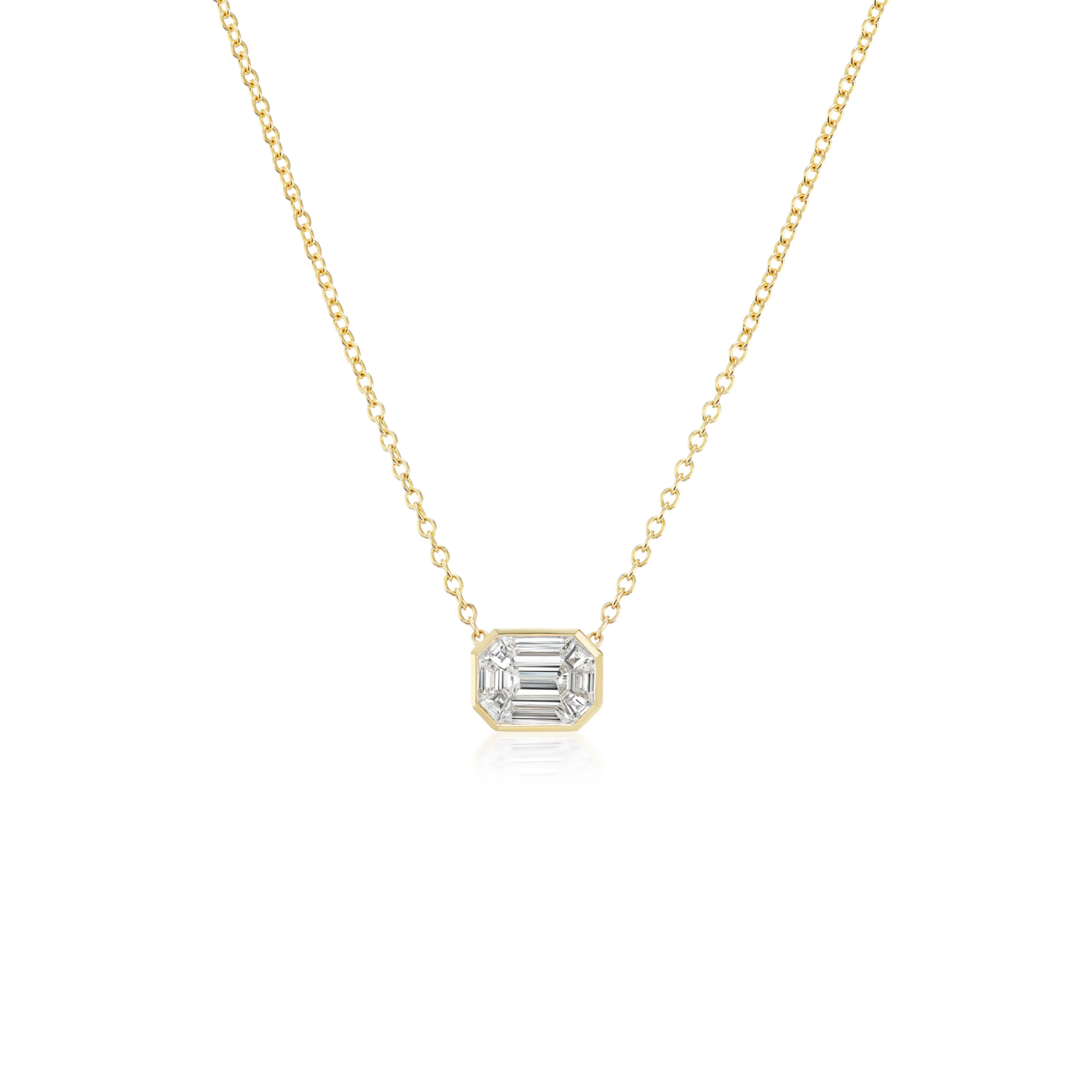 Small Illusion Emerald Cut Diamond Pendant