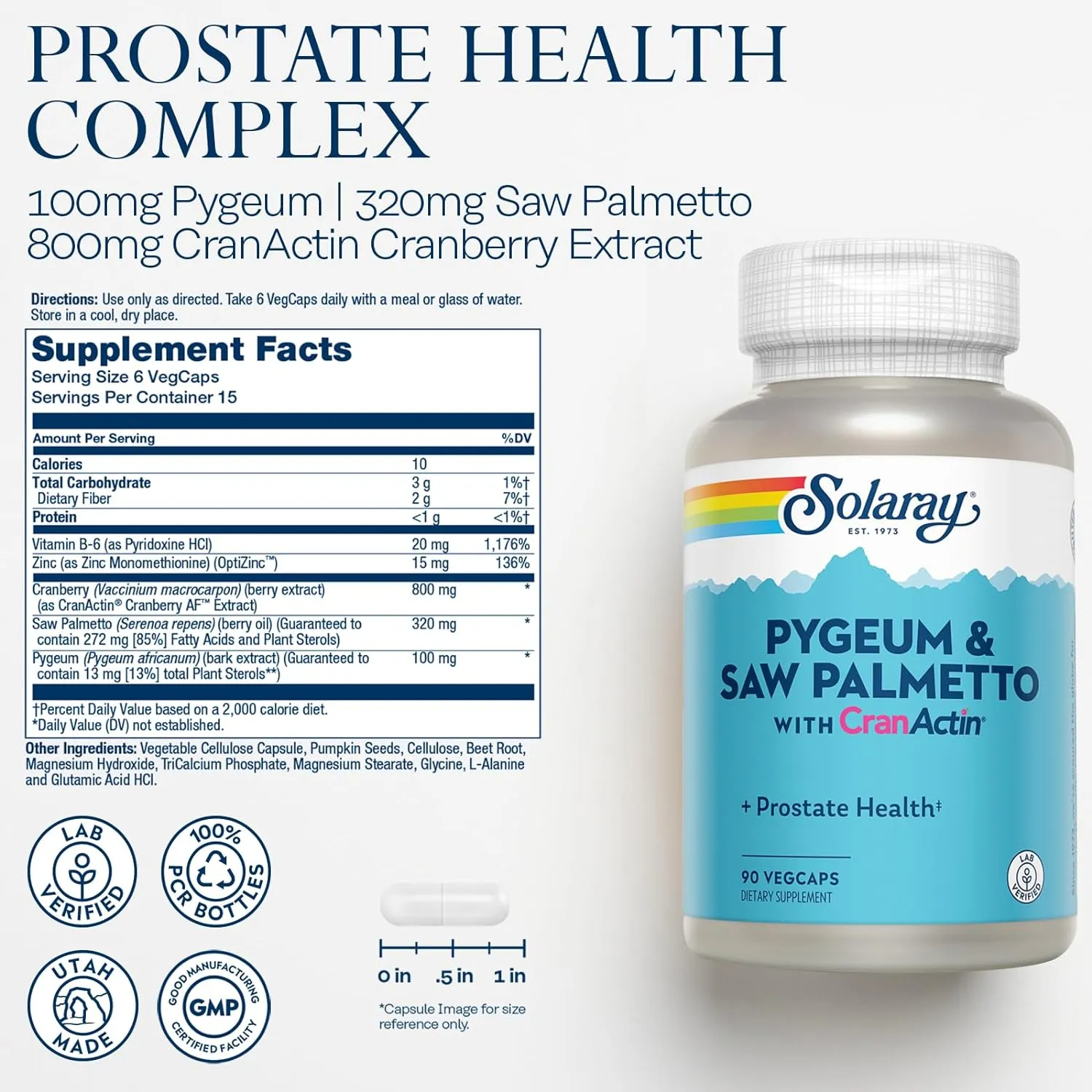 Solaray Pygeum & Saw Palmetto With CranActin 16/53/133 Mg