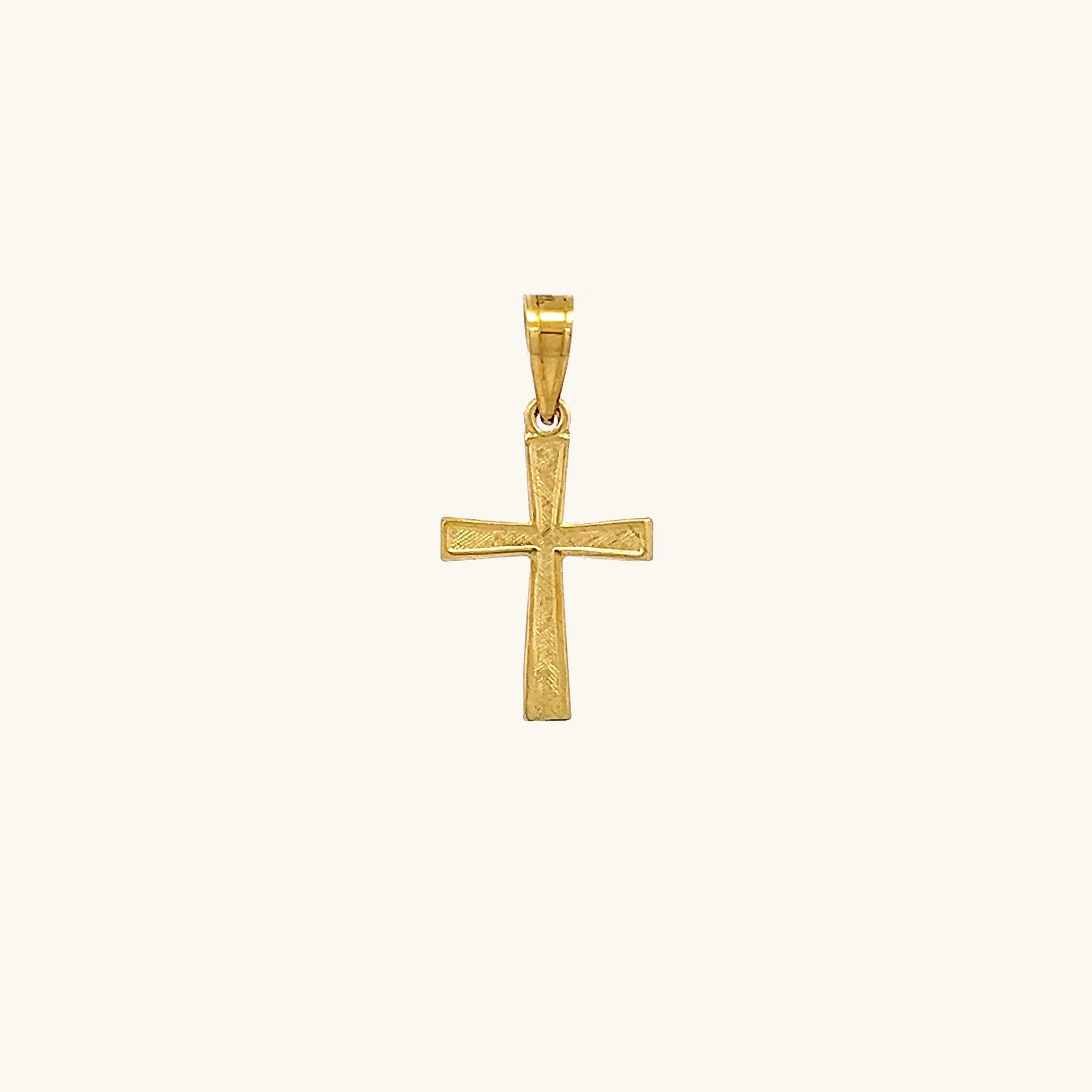 SOLID 14K YELLOW GOLD TINY CROSS PENDANT